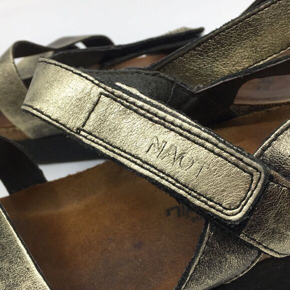 Naot Kayla Sandal Gold Leather Three Strap Adjustable Comfort Shoes US 8 - Picture 7 of 14